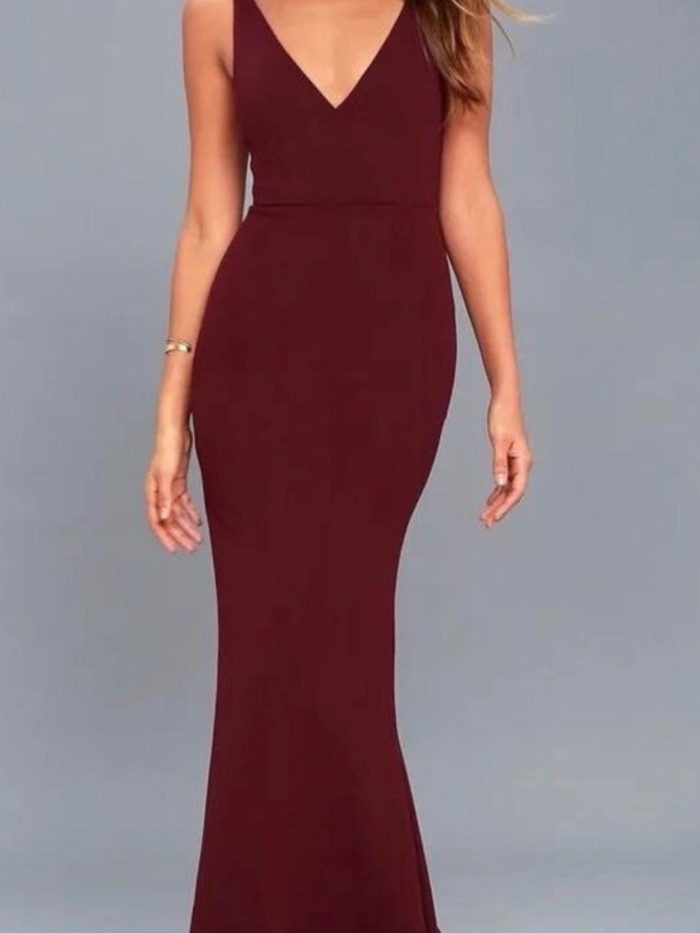 Lulu's Sleeveless V-Neck Burgundy Maxi Dress